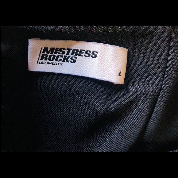 NWOT Mistress Rocks Black Ruched Mesh Bardot Dress. Size L - Picture 6 of 6